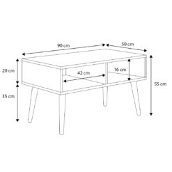 SANA 90x50 dohányzóasztal - Fehér
