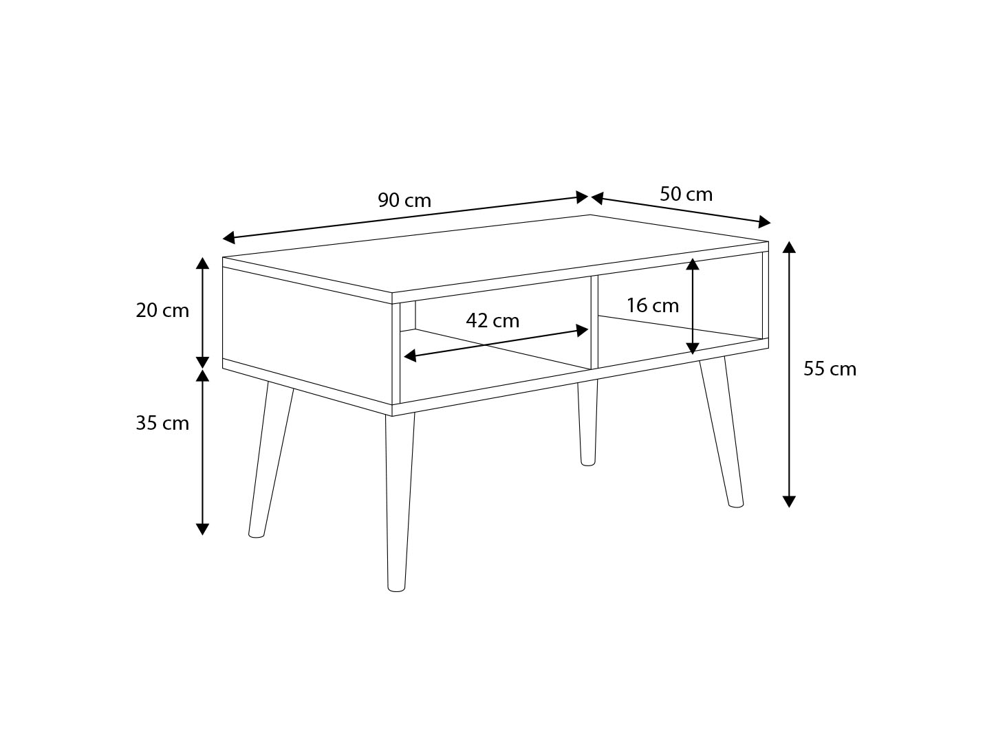 SANA 90x50 dohányzóasztal - Fehér SANA 90x50 dohányzóasztal - Fehér - Image 3