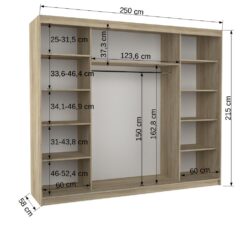 Tolóajtós gardrób Tükrös tolóajtós szekrény DENIS 250 - Fehér