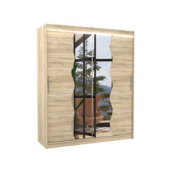 Tolóajtós gardrób Tolóajtós szekrény tükörrel és LED világítással KANSAS 180 - Sonoma Sonoma