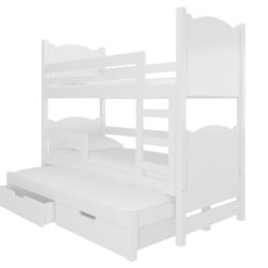Gyerekágy Háromszemélyes emeletes ágy matracokkal LETICIA - Fehér Fehér