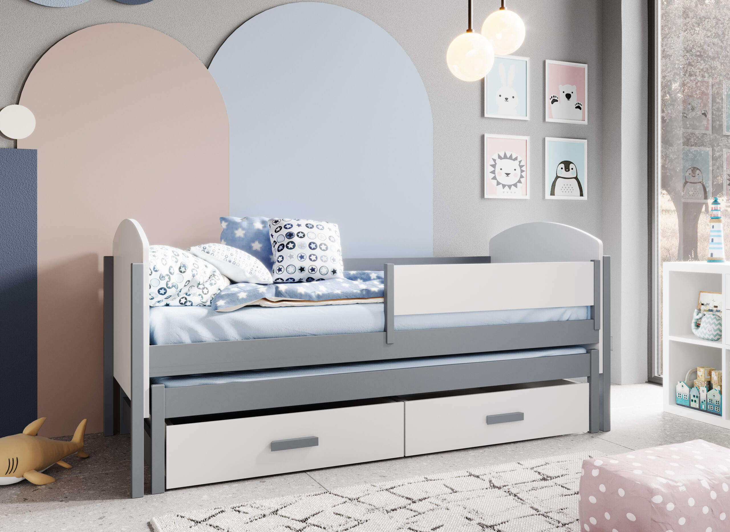 Olen kétszemélyes gyerekágy 180x80 matraccal - Fehér Fehér