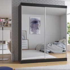 Tolóajtós gardrób Tükrös tolóajtós szekrény MORGAN 180 - Fekete Fekete