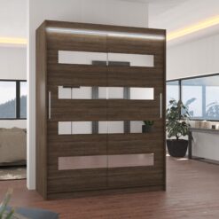 Tükörrel és LED világítással ellátott tolóajtós szekrény BALTIC 150